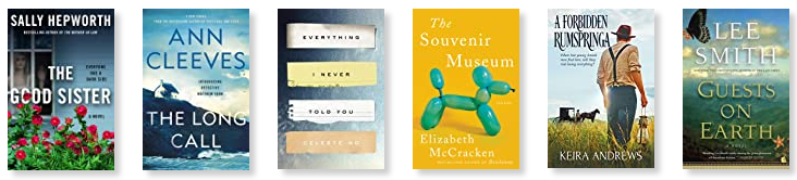 Row 1: The Good Sister | The Long Call | Everything I Never Told You | The Souvenir Museum | A Forbidden Rumspringa | Guests on Earth