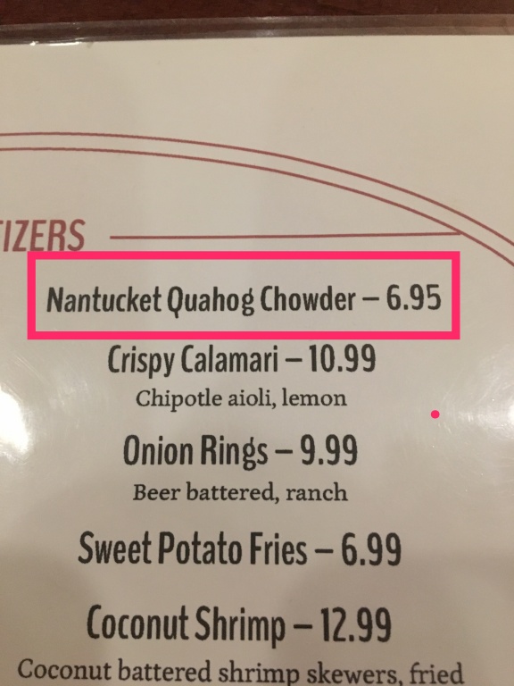 Chowder menu description